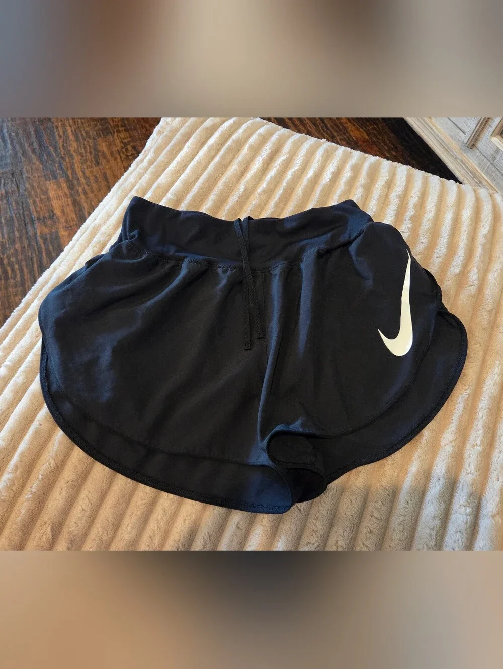 Nike Black Athletic Shorts with White Swoosh